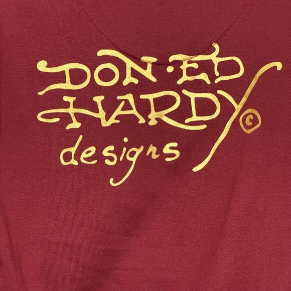 Ed Hardy Sweatshirt Womens Small Red True To My Love Cropped Graphic Pullover - Picture 5 of 8